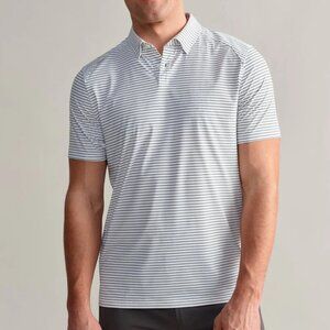 Rhone White/Black Double Stripe Slim Performance Polo